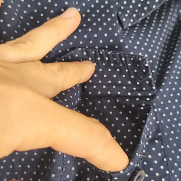 Contemporaine Women's Blue & White Cotton Blend Polka Dots Button Down Shirt XL - Picture 5 of 12